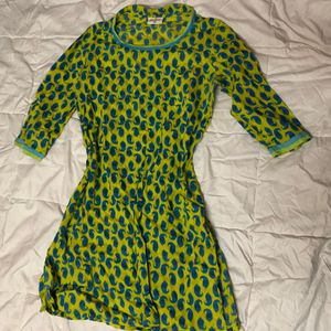 Lime straight short kurta