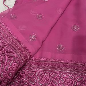 Pink Chiffon Party Saree