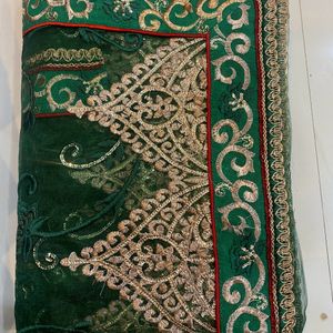 Beautiful Green net Saree With Designer Work,