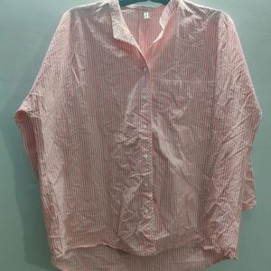 Fine Cotton Pink-White Shirt For Women