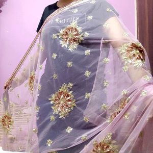 Net Embroidered Saree