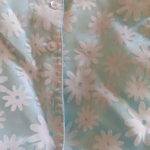 Beautiful Cyan Floral Kids Frock