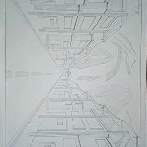 Mt Fuji one point perspective artwork