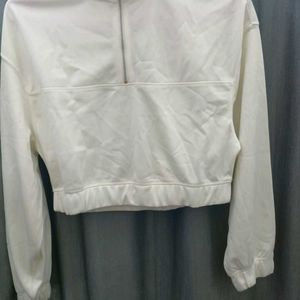 H&M Women White Solid Sports Sweatshirt