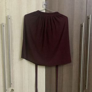 Skirt With Stripped Materials And Tie