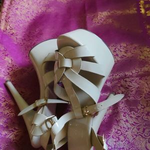 Beige Colour High Heels Shoes