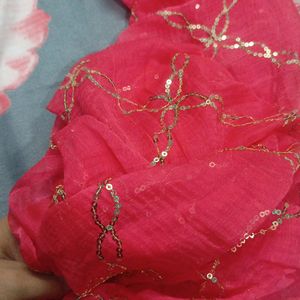 Women Embroidered Pink Colour Dupatta