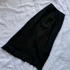 Side Ruched Black Y2k Midi Skirt Korean