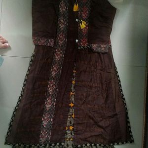 Brown Colour Frock Style Kurti