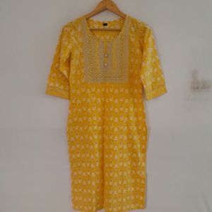 Yellow Printed Kurta Set (Women's)