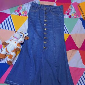 Denim Long Skirt Branded