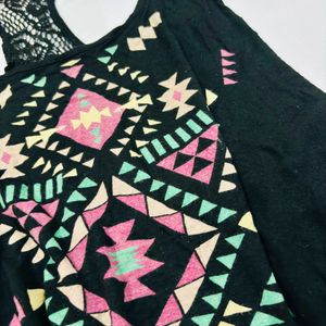 Printed Black Cami Top Womens