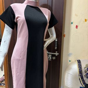 Pink And Black Colour Dress