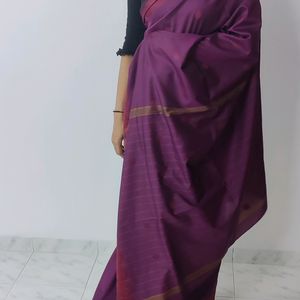 Purple Self Embroidery Saree