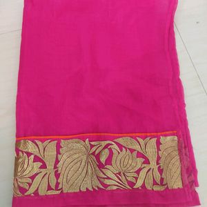 Gold Embroidery Pink Dupatta