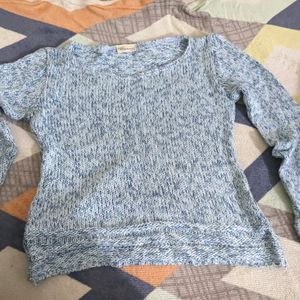 Blue Handwoven Crop Sweater