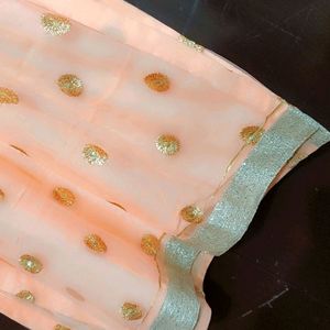 Light Orange Kurta & Golden Skirt With Dupatta 40