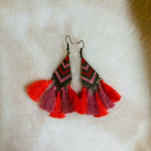 Pink Tassels Bohemian Earings