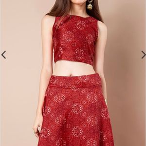 Red Silk Crop Top