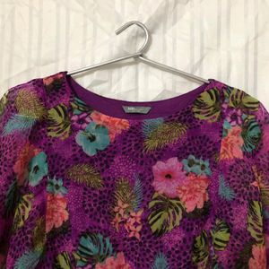 Floral Printed  Purple Top