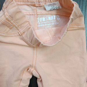 Sleevless T & Peach Jeans Set (6-12 Months )