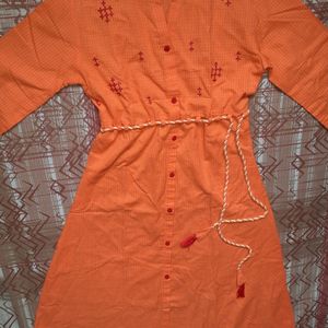 Orange A - Line Dress