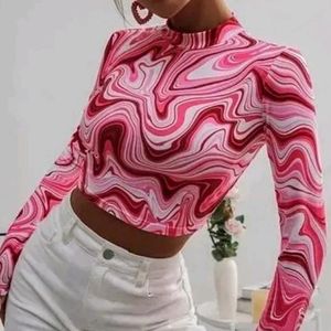 Pink Women Multicolour Crop Top