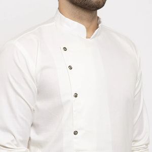 White Mandarin Collar Shirt