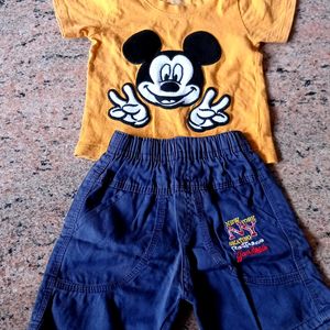 Mustard And Denim Nekar T-shirt Set 6to9 Month