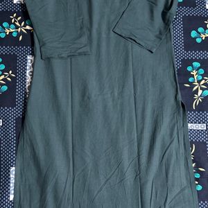 Beautiful Teal Green Cotton Embroidery Kurthi- New