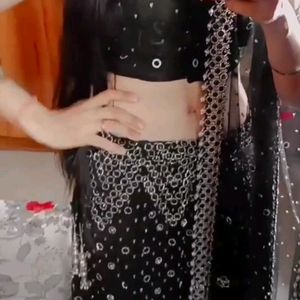 Black Fishcut Lehenga