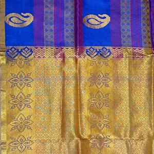 Awsome Blue And Purple Silk Saree