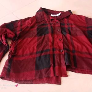 Checkered Spread Collar Shirt For Women Or Girls