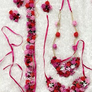 Pink & red Floral Jwellery Set