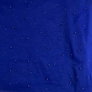 Blue Net Cloths With Peals And Lining Cloth