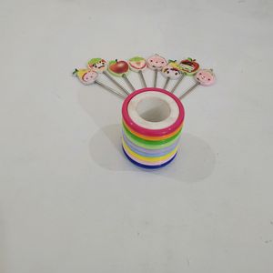 Colored Fruit Fork Set