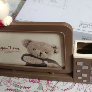 Pen Stand With Teddy Photo Frame