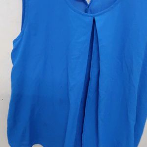 Beautiful Blue Crepe Layered Top