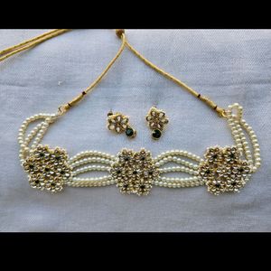 Pearl Necklace Choker Set Kundan ✨️