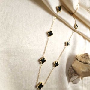 Anti-tarnish 7 Four Clover Long Chain Necklace