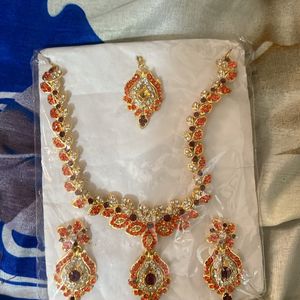 Unused Golden & Orange Jewelry Set