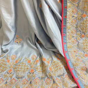 Heavy Saree Of Zari Work With Stitched Blouse