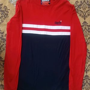 Superdry Red-Blue Long Sleeve Tshirt