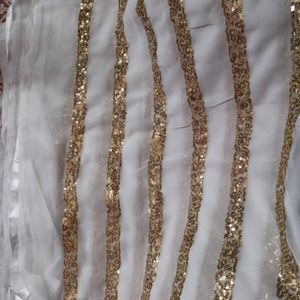 Partywear White Saree