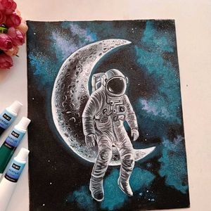 Astronaut Moon Painting