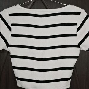 Stripped White Crop Top