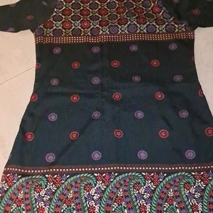 Printed Libas Black  Short Kurti