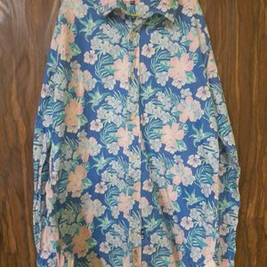 Blue Floral Cotton Shirt Perfect For Summers