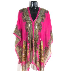 Rose Pink Printed Poncho (Women’s)