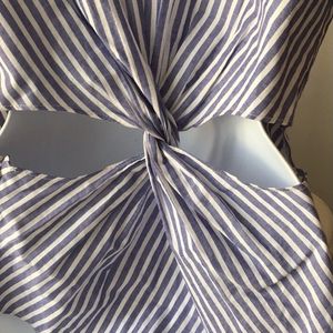 Zara Blue White Stripe Twist Back Tunic top